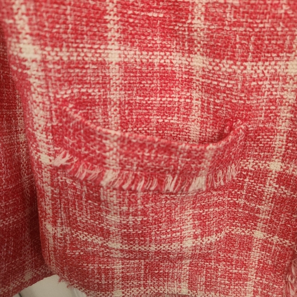 Talbots Twisted Windowpane Pink And White Tweed  Jacket - Picture 4 of 11